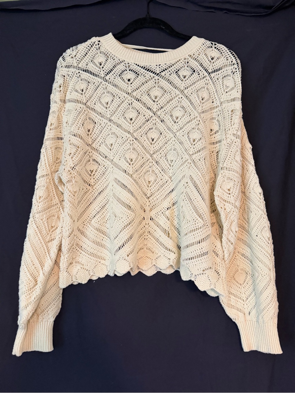 Vero Moda Cream Crochet Openwork Knit Sweater